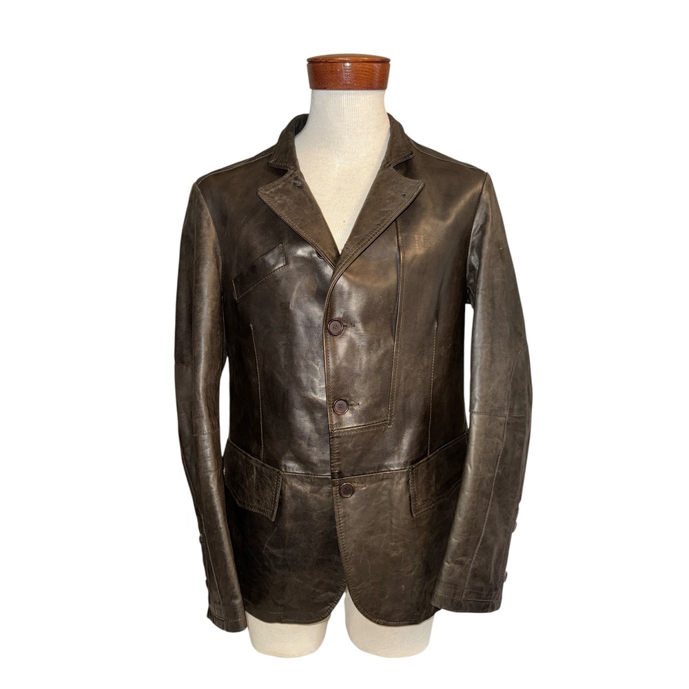 Henry Beguelin | Vintage Handmade Italian Leather Blazer Coat Brown Men's M/L